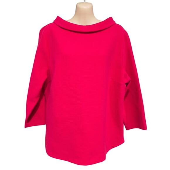 Talbots 3/4 Sleeve Heavy Knit Top with Rolled Collar, Salmon, Sz XL - Picture 1 of 6